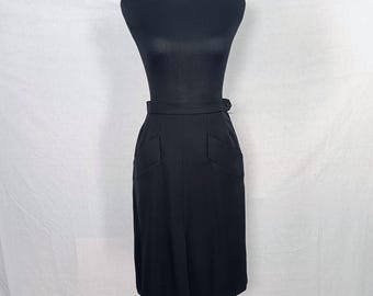 YSL vintage black skirt with front slit and pockets, vintage skirt