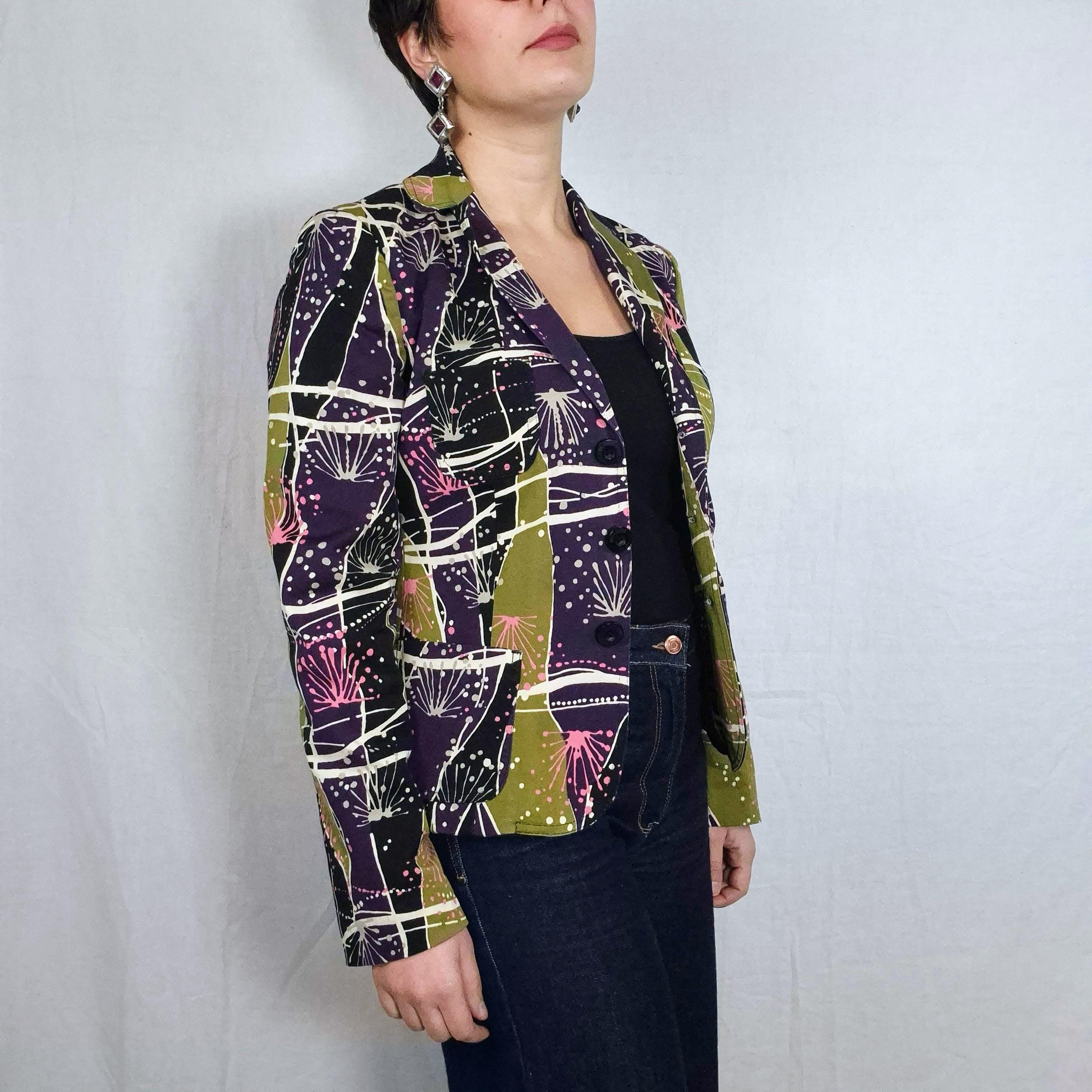MOSCHINO JEANS パッチワーク柄 テーラードジャケット 総柄 Y2K Moschino Jeans Jacket With Abstract Pattern, Y2k Style - Etsy