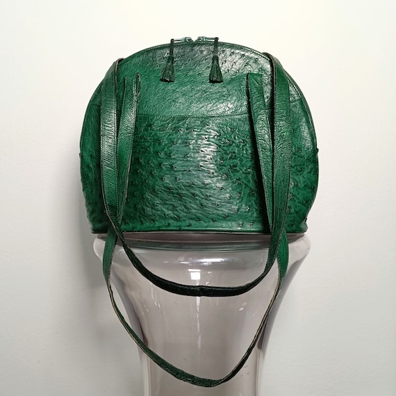 Ostrich Leather Bag Vintage Green Handbag Guy Laroche 