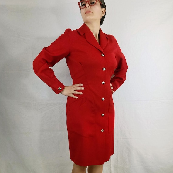 Thierry Mugler Red Dress, Red Gown Glam 80s, Thierry Mugler
