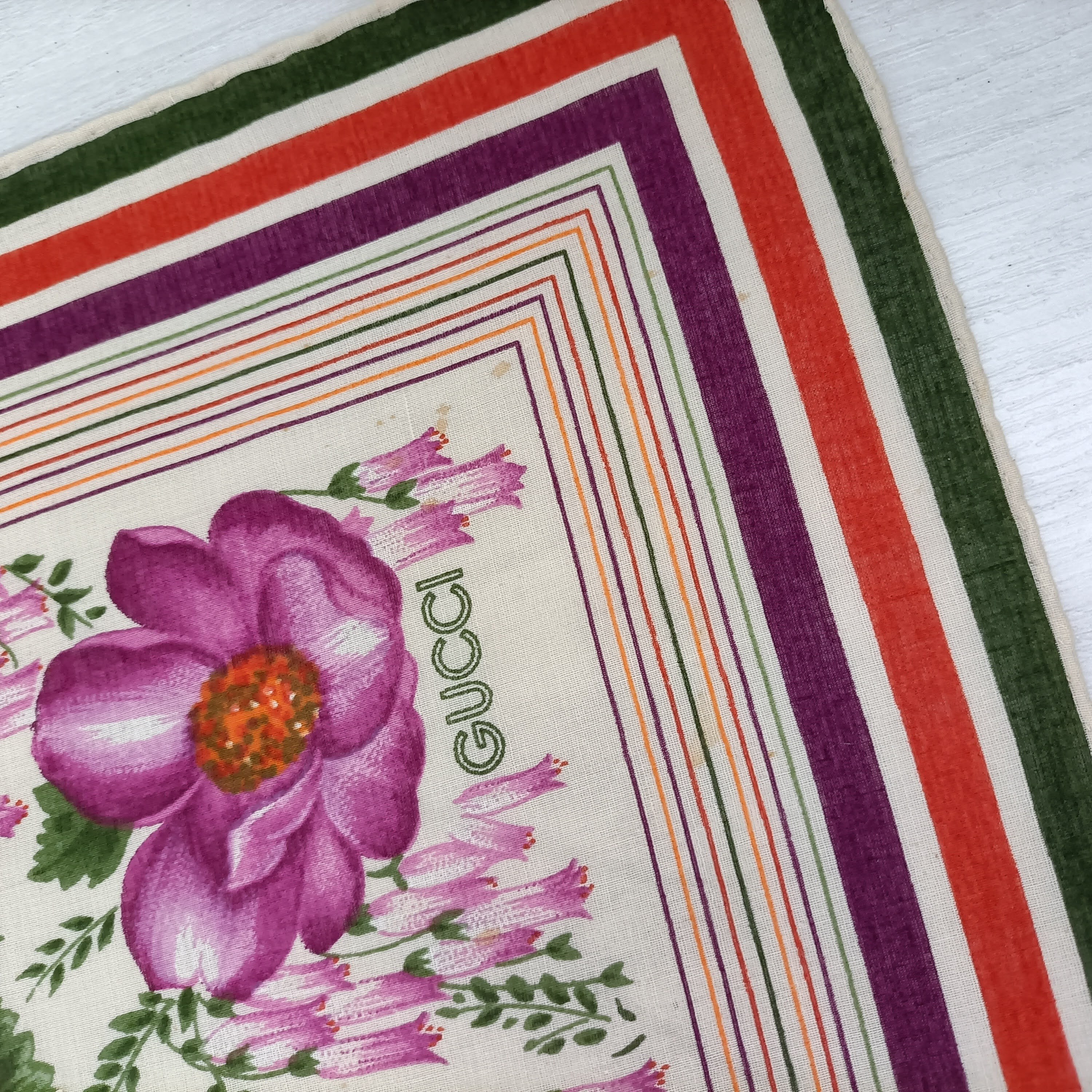 Gucci Vintage Scarf Made in Cotton With Flowers and Oranges - Etsy