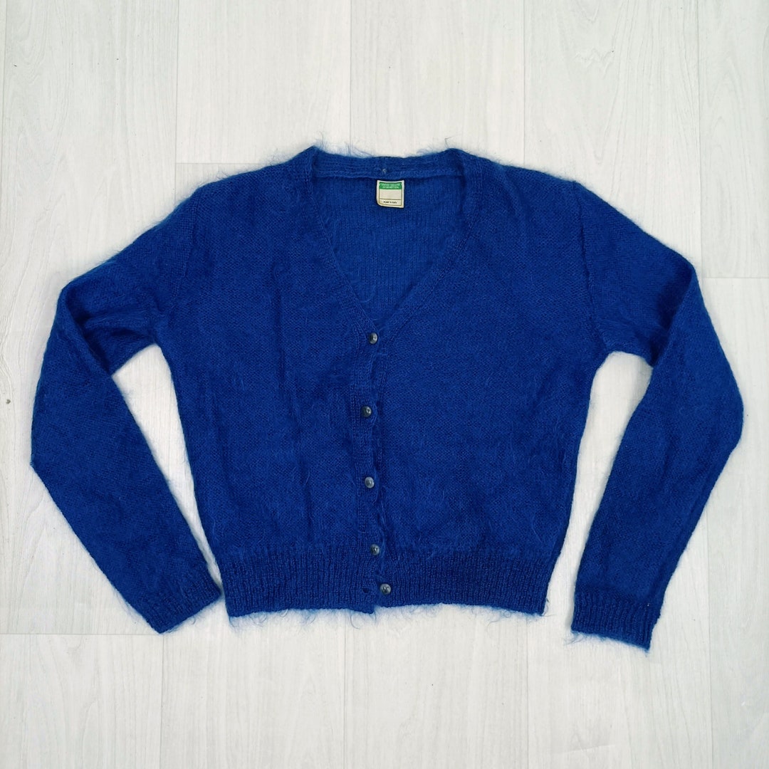 Soft Blue Mohair Cardigan, United Colors of 80s Outfits Etsy