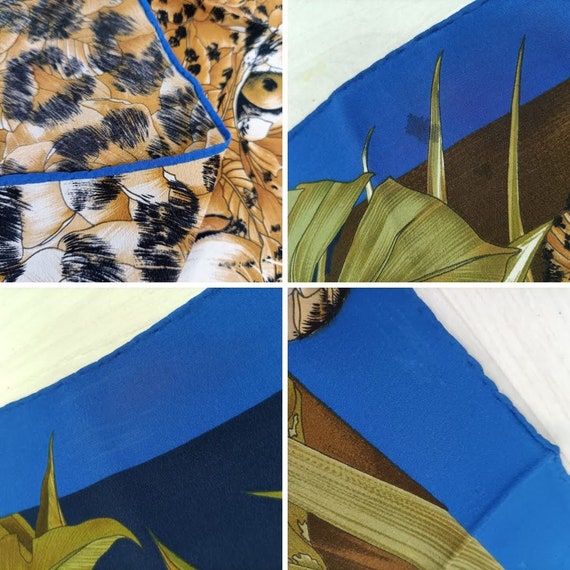 スカーフ Ferragamo Green Blue Silk Scarf With Madras Print スカーフ Ferragamo Green Blue Silk Scarf With Madras Print