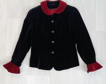 Women velvet jacket Kenzo vintage, vintage black jacket Seventies