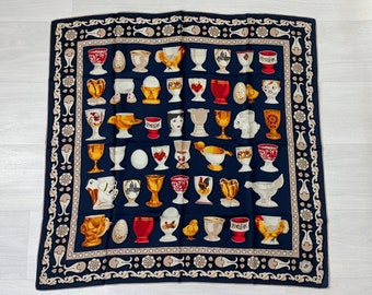 Mantero vintage zijden sjaal, sjaal met eierhouder-design