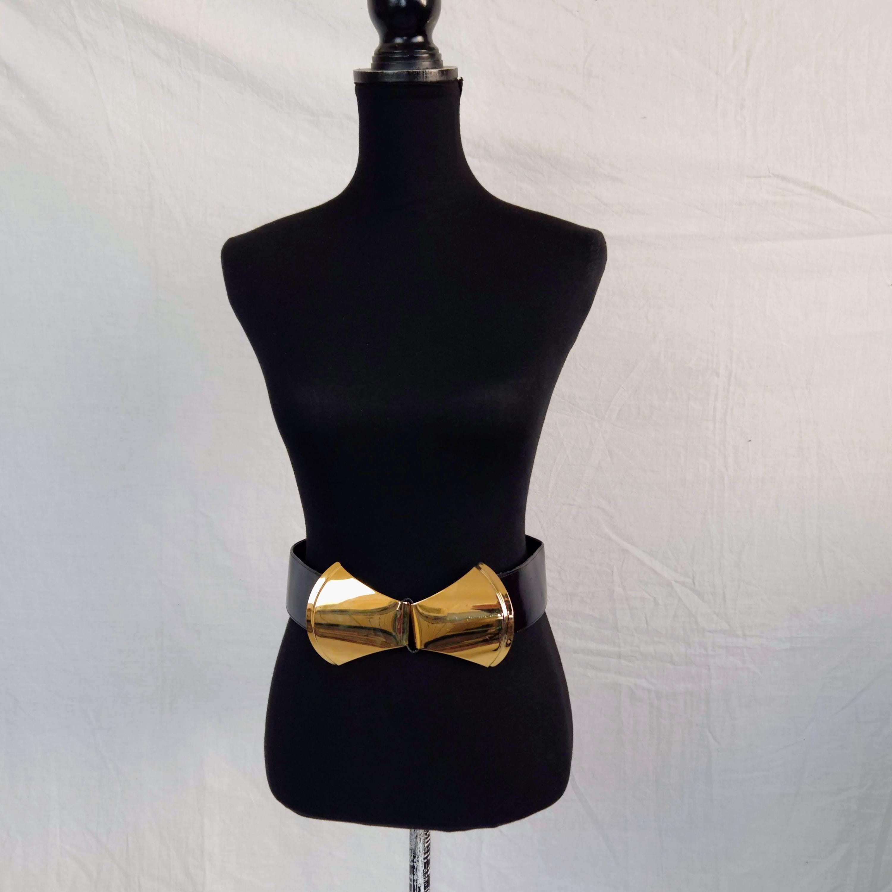 Karl Lagerfeld Black Patent Leather Vintage 80s, Glam 