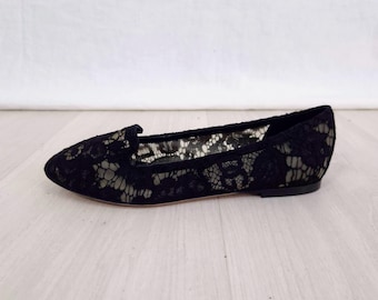 Dolce & Gabbana black lace flat shoes