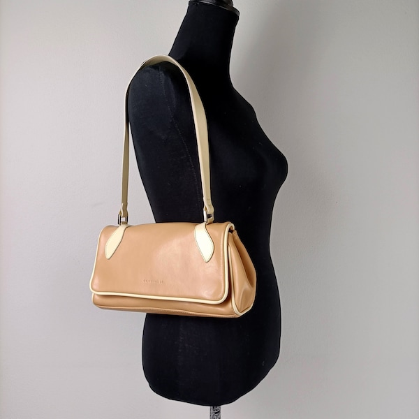 Coccinelle vintage leren tas y2k in beige kleur