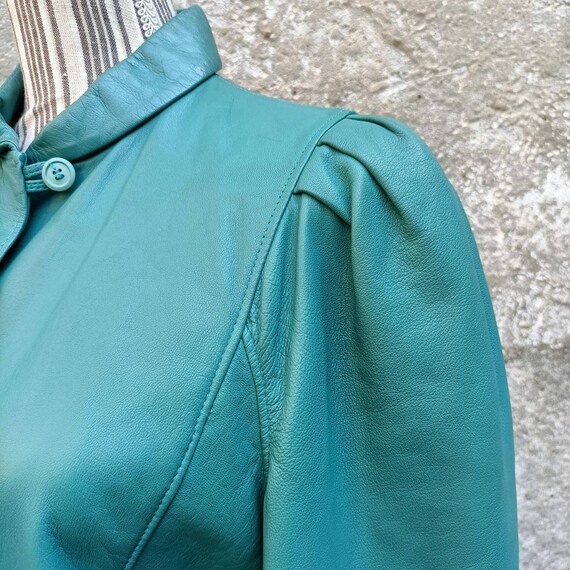 Emerald green vintage leather jacket eighties style Gem