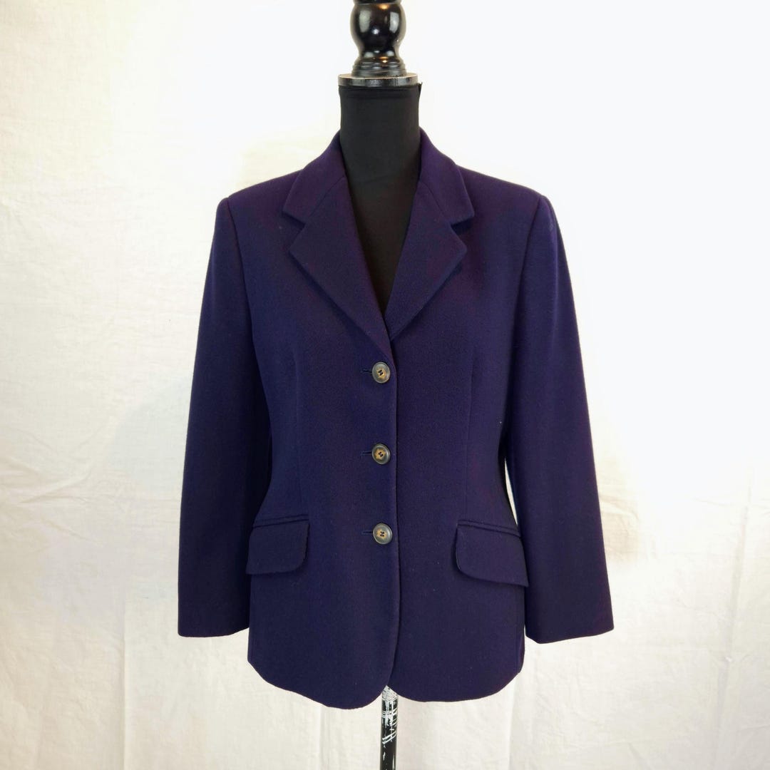 Blue Vintage Jacket 1990s Made in Wool and Cashmere Mannish Style - Etsy