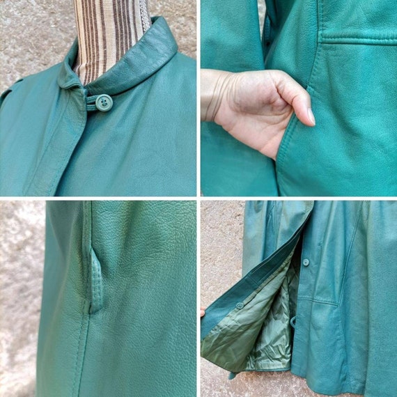 Emerald green vintage leather jacket eighties style Gem