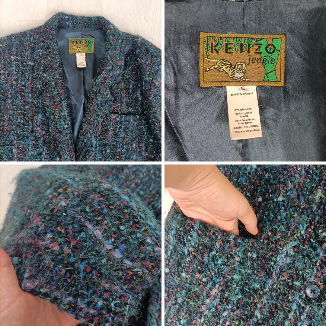 Kenzo Vintage 80s Wool Jacket - Etsy