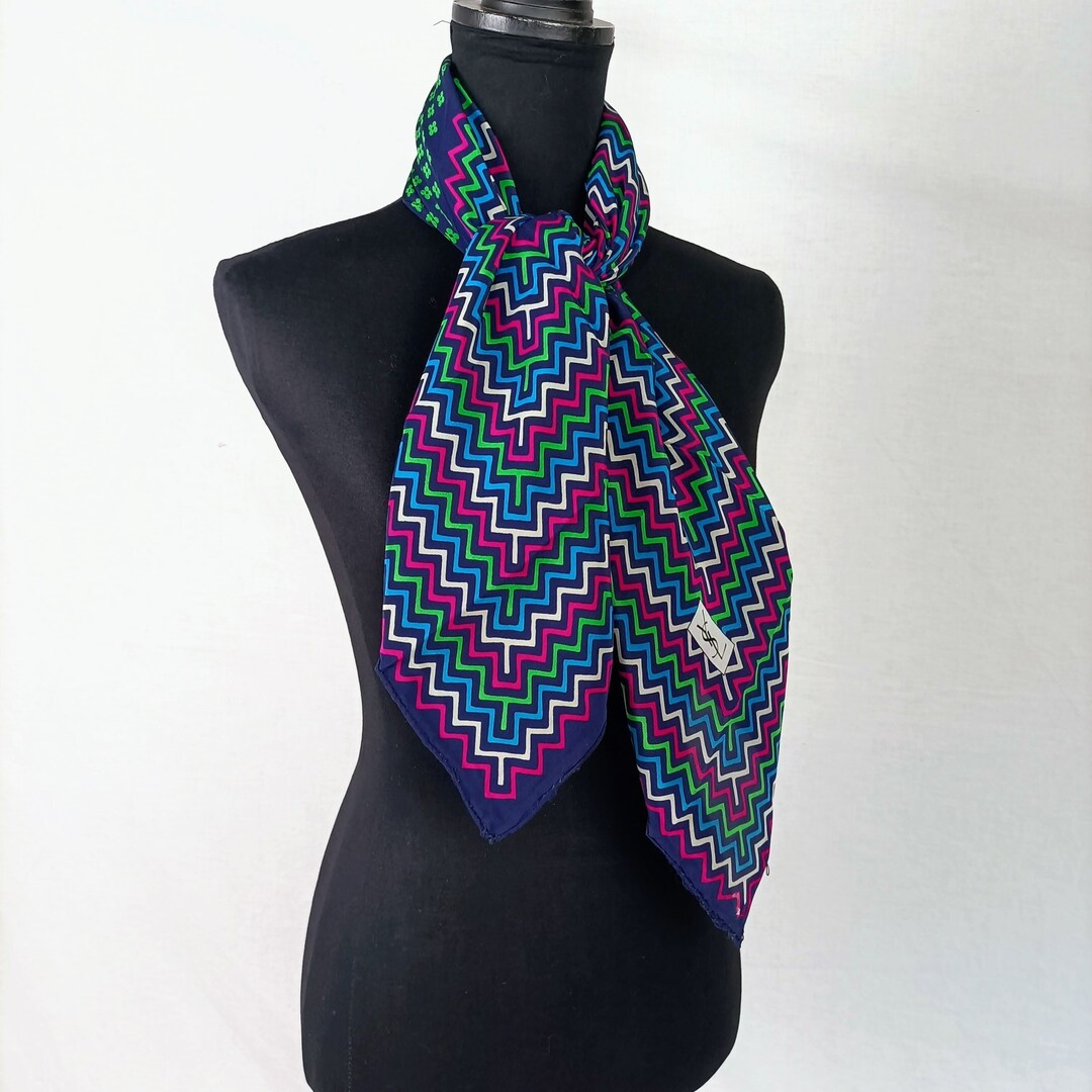 Ysl Geometry Pattern YSL Vintage Scarf With Gemetric Pattern Zig Zag, Vintage Seventies - Etsy