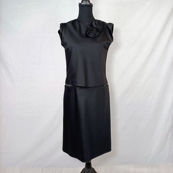Wool black dress with flowers Kenzo Paris 90s, Ke… - image 1
