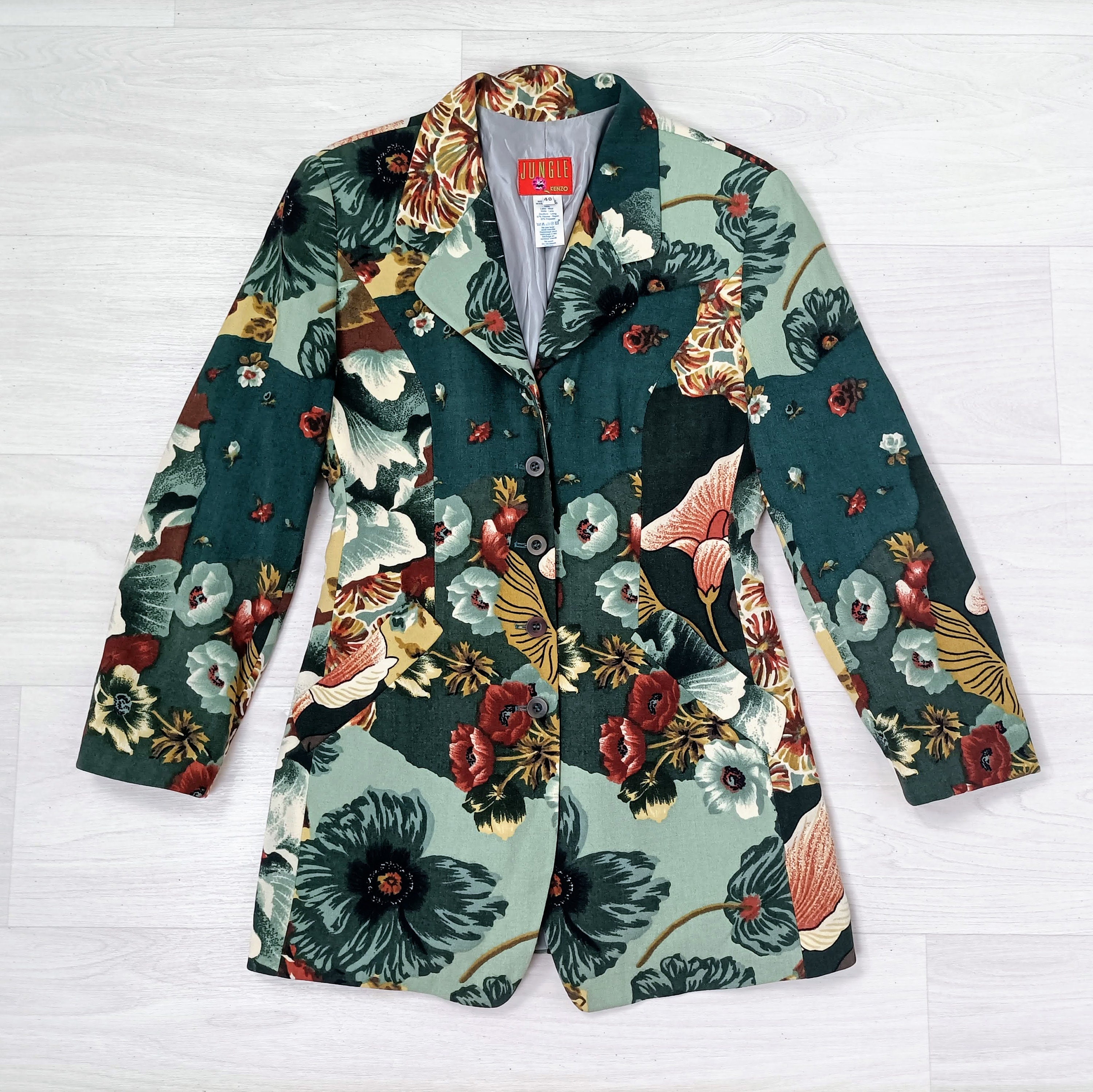 Kenzo Women Jacket With Flowers Vintage 80s, Kenzo Jungle - Etsy Kenzo Women Jacket With Flowers Vintage 80s, Kenzo Jungle - Etsy