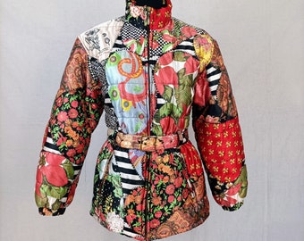 John Mark Woven Multi Print Embroidered Open Front Neck 3/4