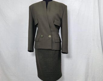 Gianni Versace groen wollen rokpak