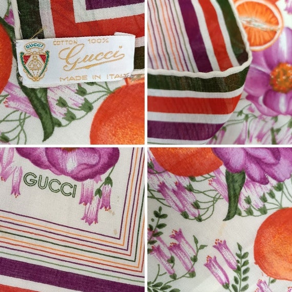 Gucci Vintage Scarf Made in Cotton With Flowers and Oranges - Etsy