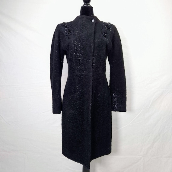 Christian Lacroix, Christian Lacroix Paris cappotto in lana nero, cappotto vintage anni '90