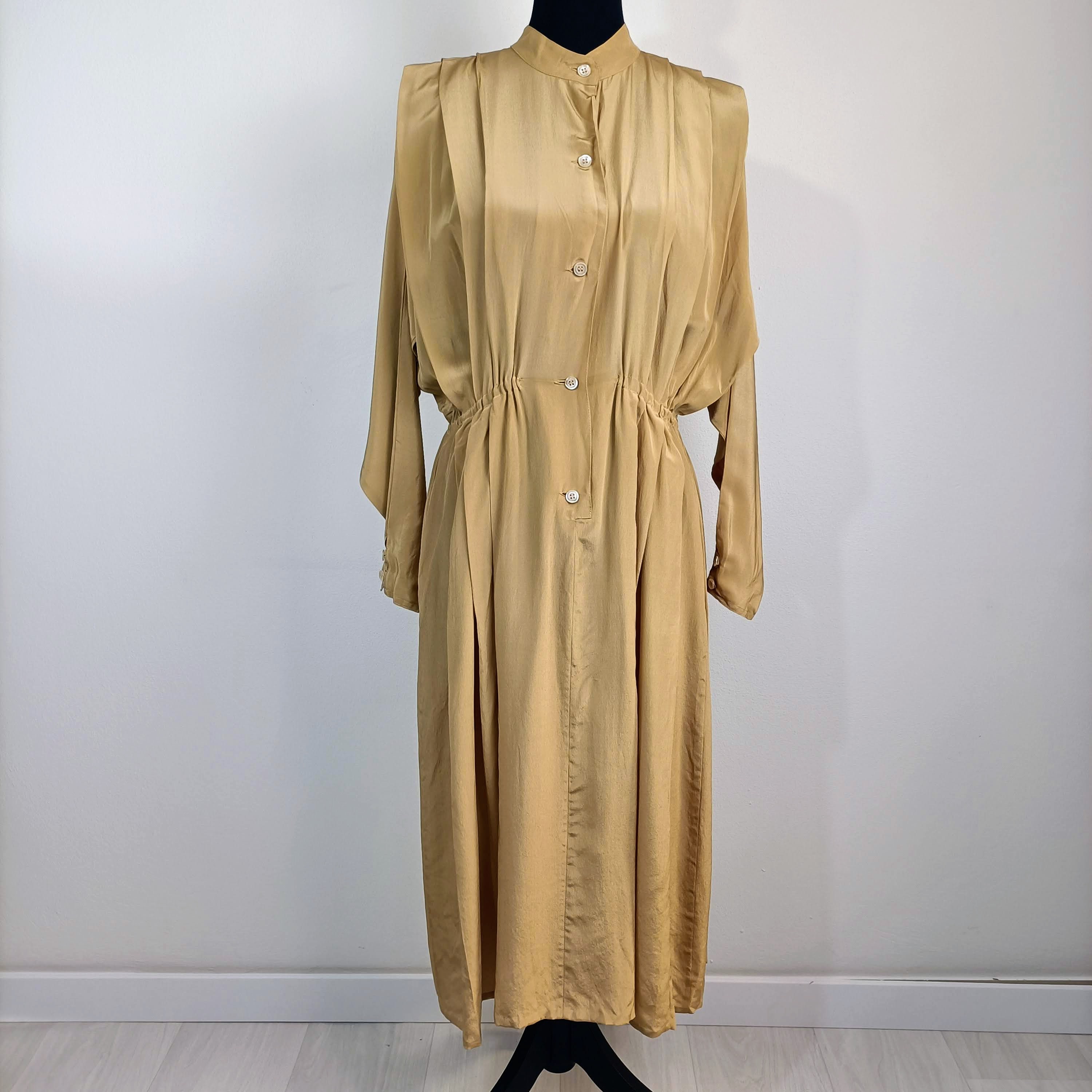 70s Max Mara dress beige silk