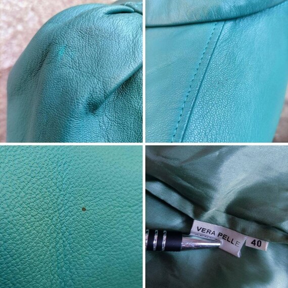 Emerald green vintage leather jacket eighties style Gem