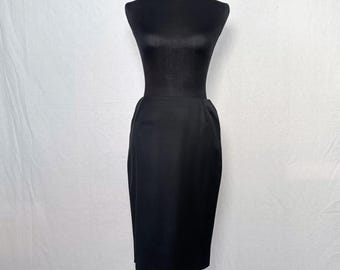 Gianni Versace vintage black skirt, black wool skirt 1990s