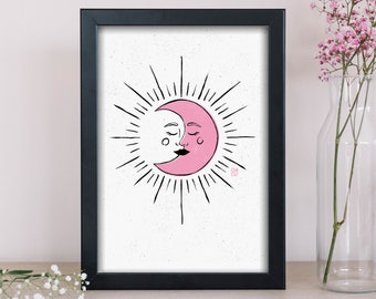 MOONLIGHT / print A5 / magic moon illustration / sun and moon / esoteric illustration / holistic illustration