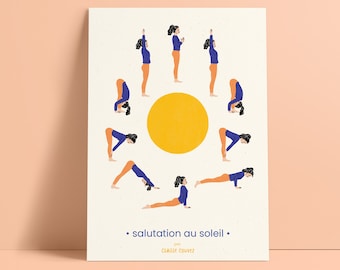 SUN SALUTATION / print A5, A4, A3 / yoga illustration / suryanamaskara/ yogi / holi / sun / asana illustration / holistic illustration