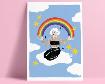 RAINBOW OF LOVE / print A5, A4 / rainbow clouds, lgbt illustration, lgbtqia+, sorority, feminist illustration, pride month