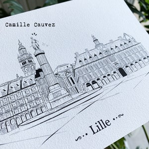 VILLE DE LILLE / print A5 ou A4 illustration poster Hauts de France Vieux-Lille architecture Nord de France 148 x 210 mm 210 x 297 mm image 3