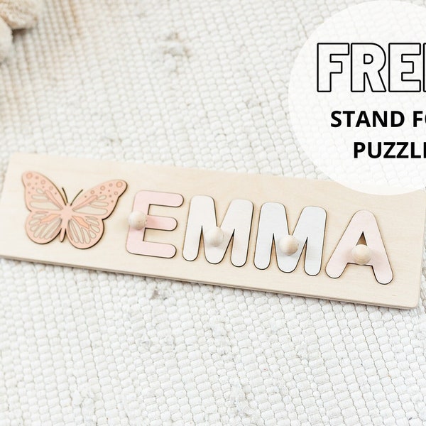 Name Puzzle Girl, Name Puzzle with Pegs, Kids Name Signs, Personalized baby Shower gift, Montessori toys, Baby Shower Wooden Toddler Toys