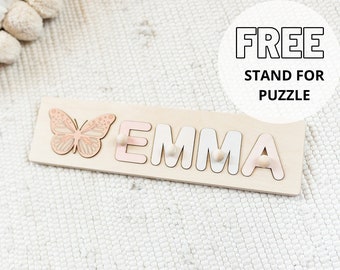 Name Puzzle Girl, Name Puzzle with Pegs, Kids Name Signs, Personalized baby Shower gift, Montessori toys, Baby Shower Wooden Toddler Toys
