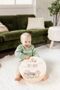 Memory Box for Baby Boy, Personalized Keepsake Box, New Baby Gift, Baby Shower Gift, Gift for him, Baptism keepsake box, Round Keepsake box product logo