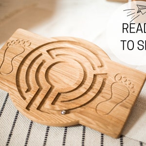 Montessori Balance Board with Maze: Oak Wood Toddler Toy