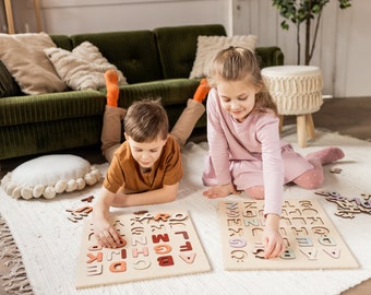 Houten alfabetpuzzel: montessorileerspeelgoed (15 x 21 inch)