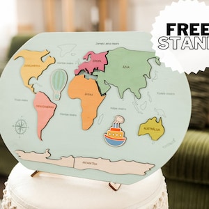 Mapa del mundo de madera para niños, estudio de geografía, juguetes Montessori, regalos para niños, tablero de mapas educativo, regalo de cumpleaños para sobrinos, juguetes para niños pequeños