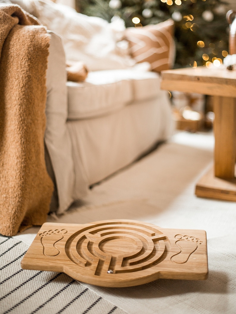 Kinder Balance Board, Montessori Spielzeug, Labyrinth Beschäftigungsbrett, Balance Board für Kinder, Naturholz Spiel, Beschäftigungsbrett Kleinkind, Holzspielzeug Bild 5