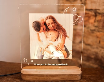 Veilleuse photo personnalisée avec USB, cadeau d'anniversaire, cadeau de famille, lampe photo, cadeau d'anniversaire pour lui, cadeau de mariage, cadeau personnalisé