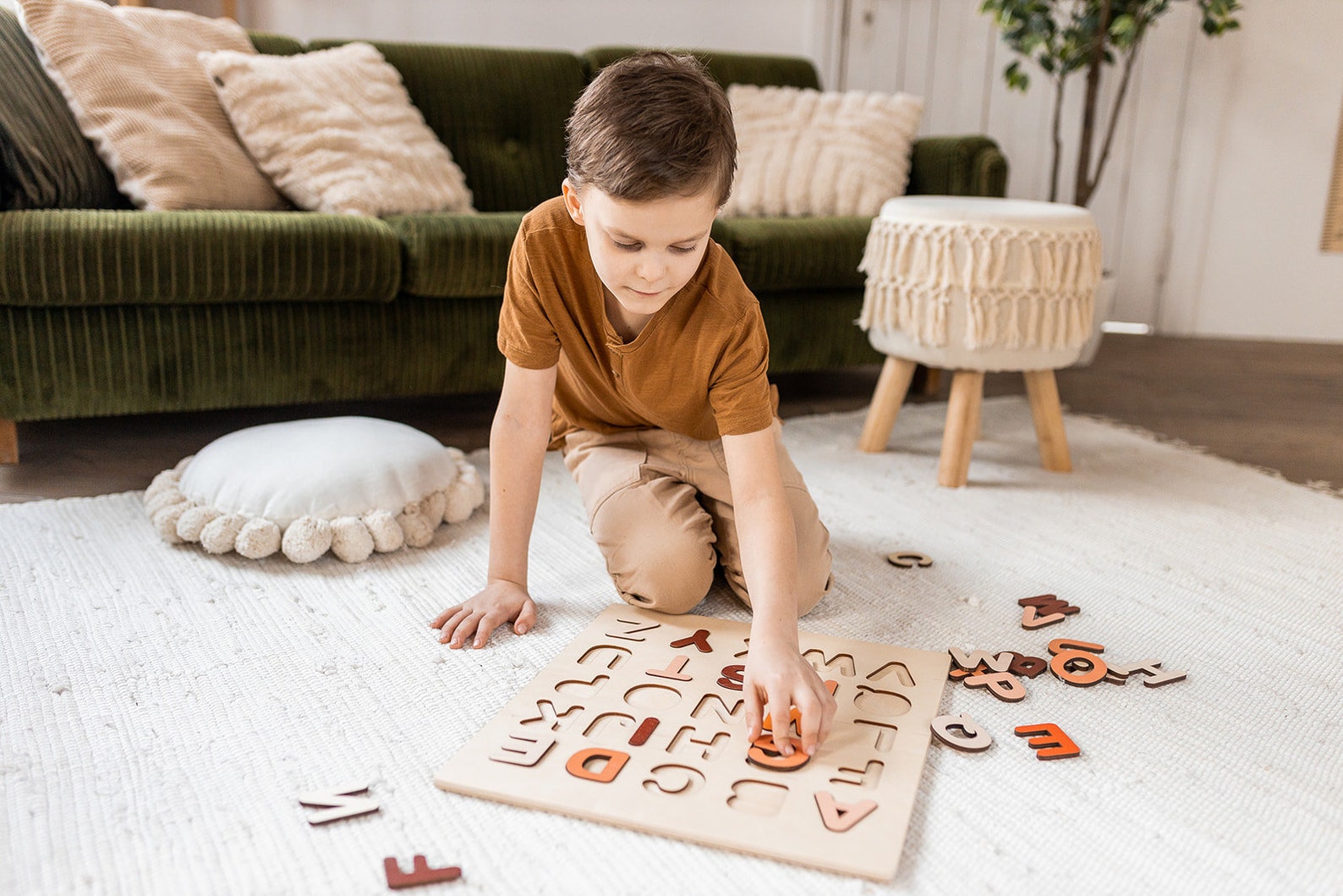 Wooden Alphabet Puzzle Wooden Alphabet Educational | Etsy