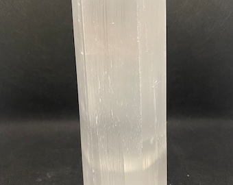 Selenite satin spar tower crystal point 8”