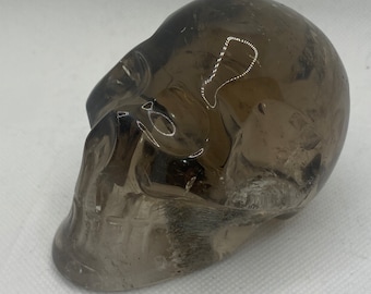 Smokey Quartz Crystal Skull with rainbows from Brazil 450 grams