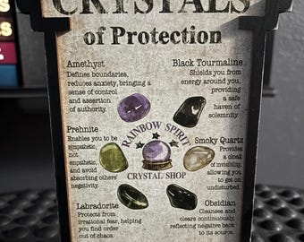 crystals of protection rainbow spirit table top sign