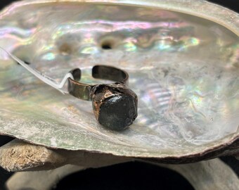 Black tourmaline  adjustable ring