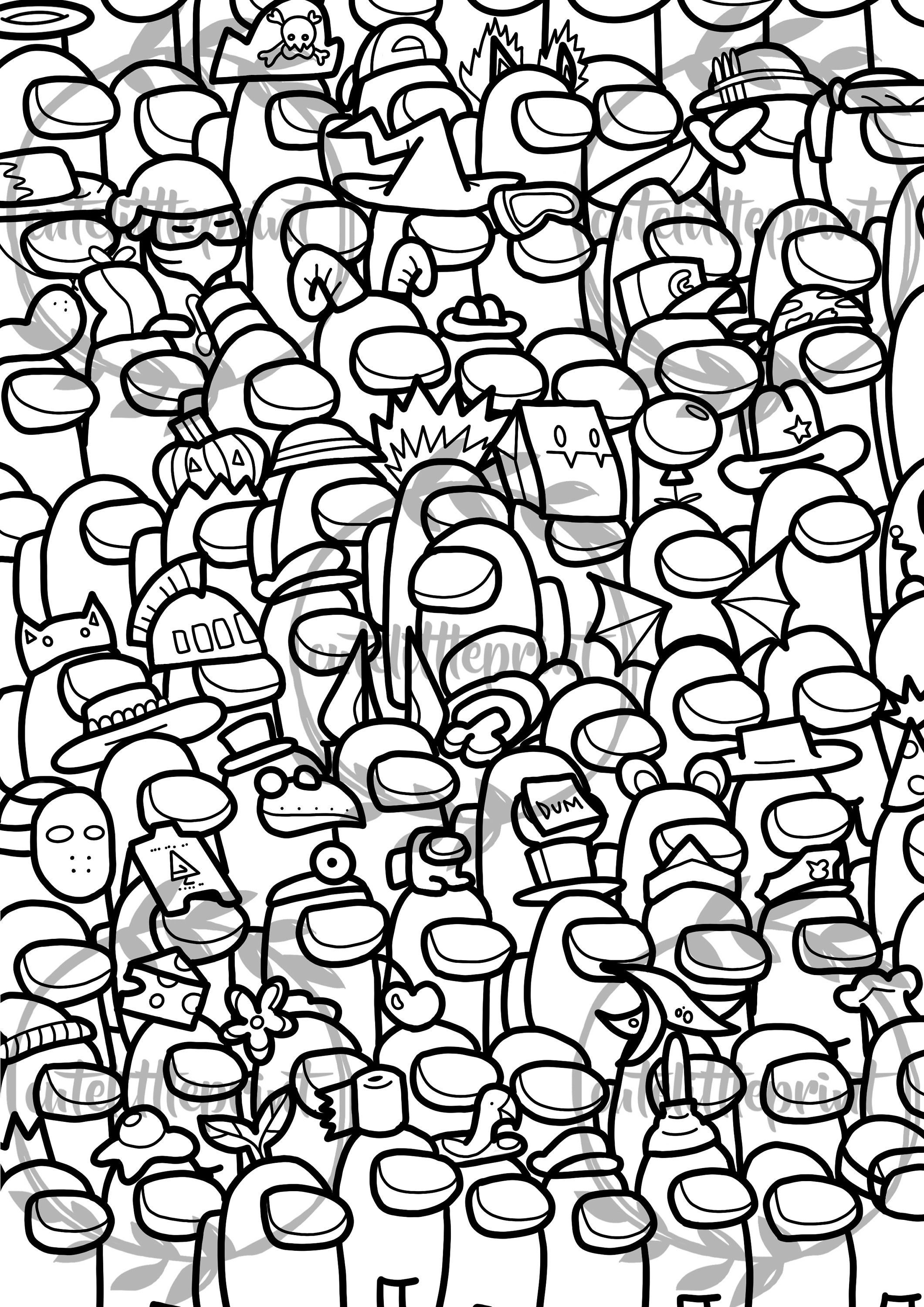 7000 Among Us White Coloring Pages Best