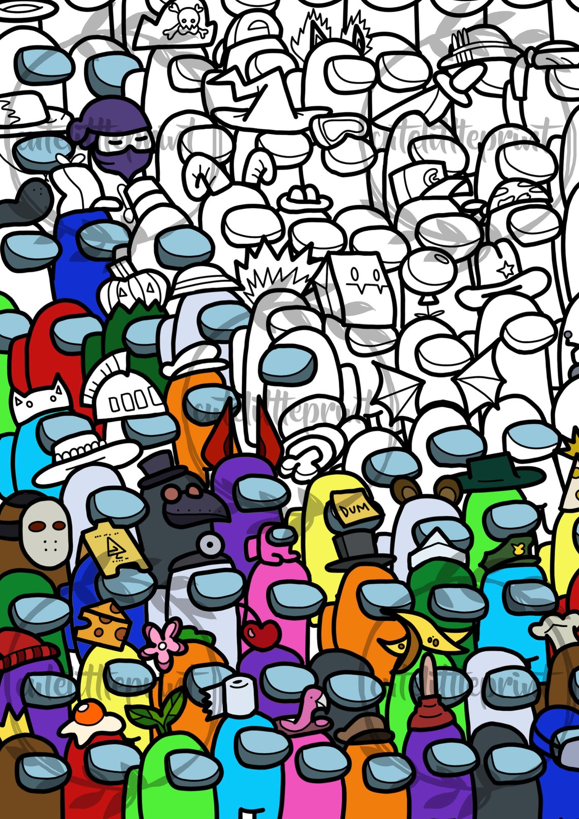 Among Us Colouring Page A4 Instant Download Printable PDF Etsy de