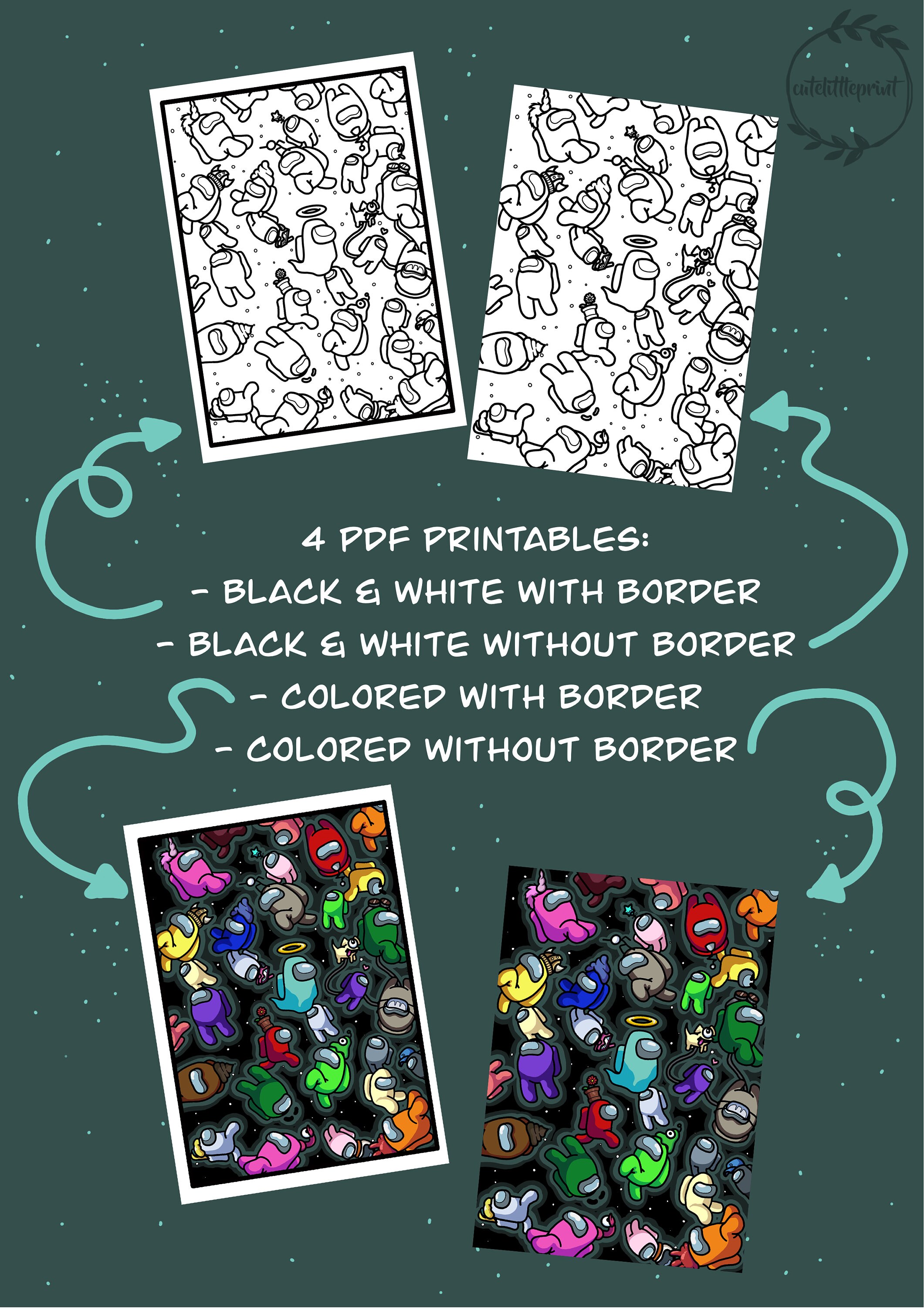 Among Us Colouring Page in Space, A4 Instant Download, Printable PDF