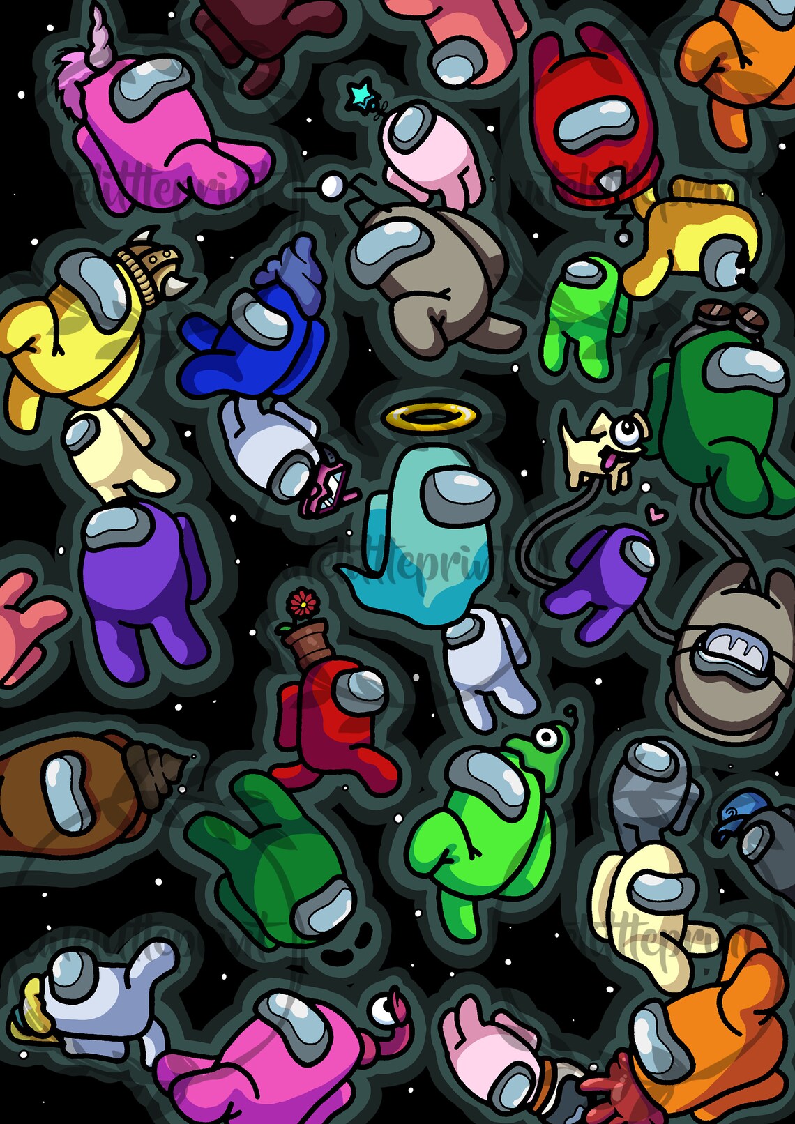 Among Us Colouring Page in Space, A4 Instant Download, Printable PDF ...