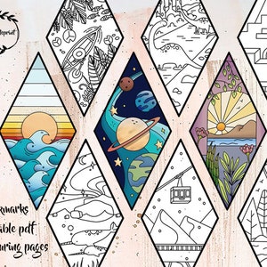 9 DREAMY Printable Coloring Bookmarks of Scenery, Printable Bookmarks to Color, Instant Download, Bookmark for Leisure Activity (Bestseller)