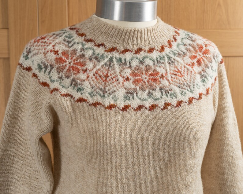 Fair isle yoke jumpers in vibrant colours. Hand knitted in Etsy
