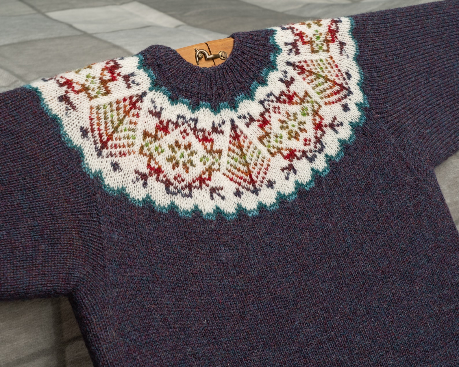 Shetland wool Fair isle yoke jumpers in colours matching the Etsy